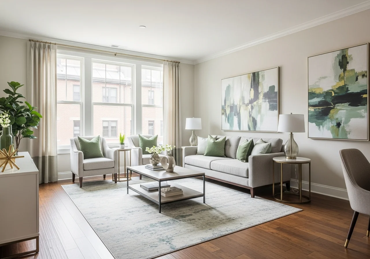 Fully furnished corporate apartment living room