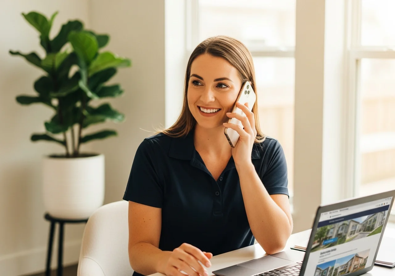 Leasing agent lining up a qualified tenant by phone