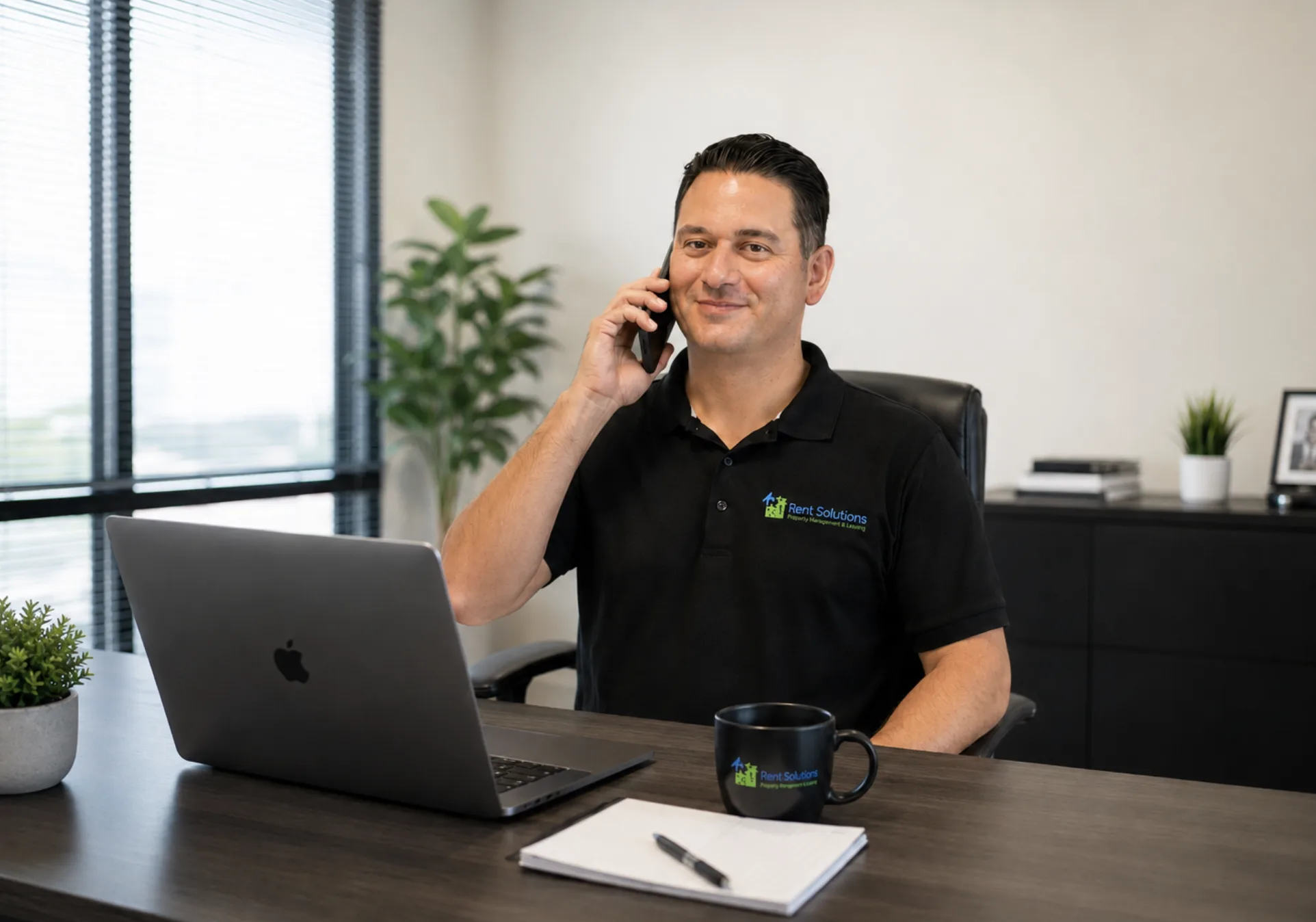 Leasing agent lining up a qualified tenant by phone