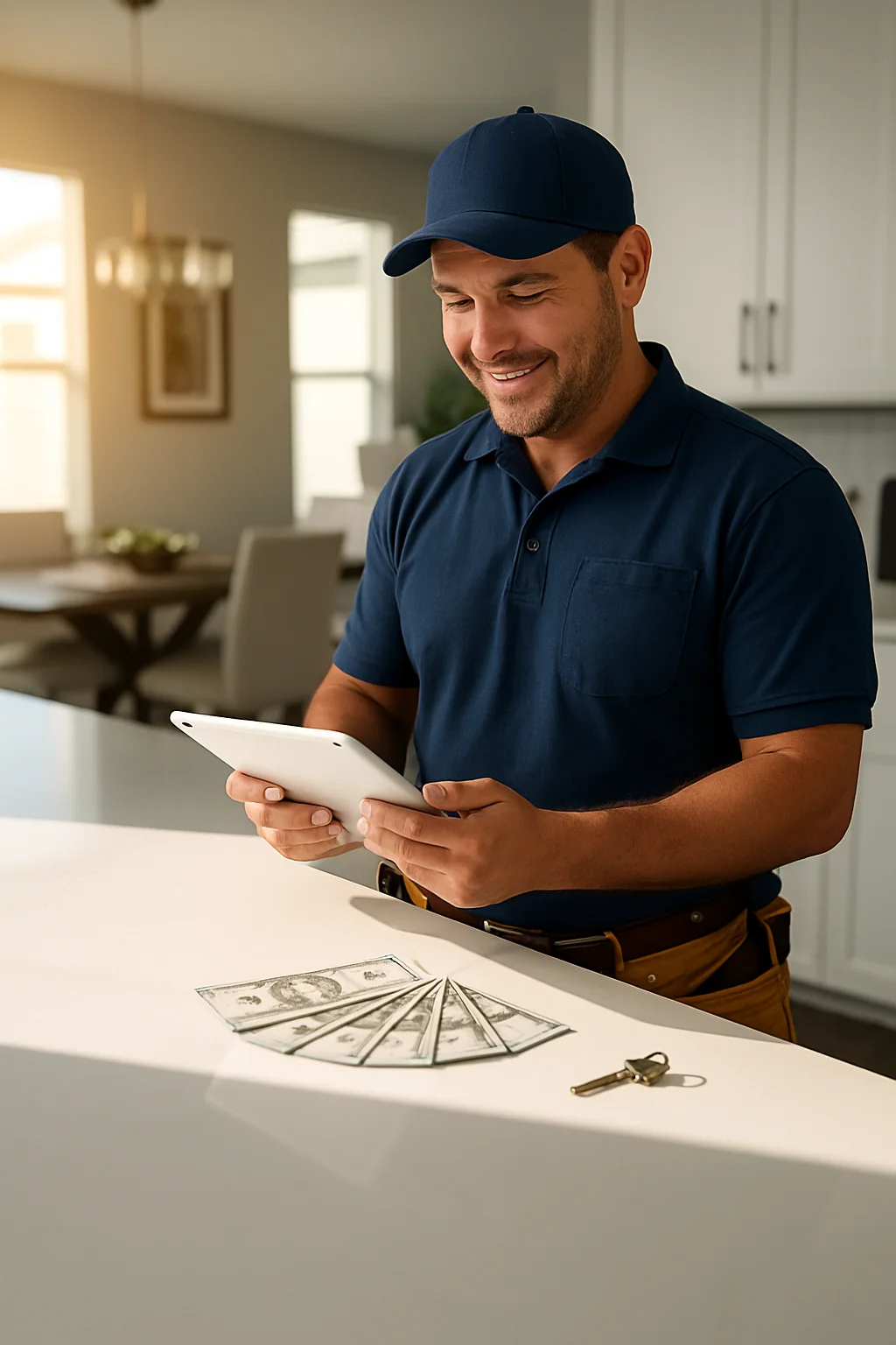 Vendor reviewing a fast payment on a tablet
